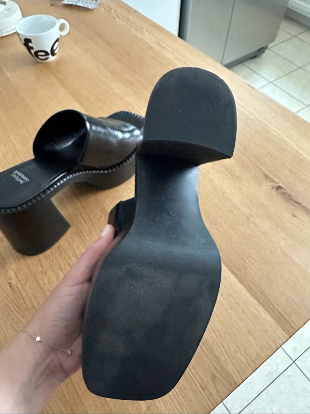 Jeffrey Campbell Black Leather concert Platform Open-Toe Mules - Picture 4 of 6